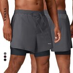 2 in 1 Sweatpants Factory - Double-deck Fitness Drawstring Elastic Loose Quick Dry