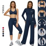 Fitness Running Set Manufacturer - Spaghetti Strap Tank Top Wide Leg Capri Pants