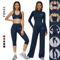 Fitness Running Set Manufacturer - Spaghetti Strap Tank Top Wide Leg Capri Pants
