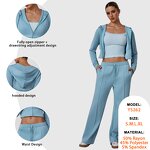 Women's Clothing Set Supplier - Zipper Jacket Hooded Crop Top Sweatpants