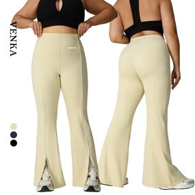 Plus Size Sportswear Factory - Contrast Color Nylon Spandex Custom Logo Flared