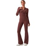 Flare Leg Bodysuit Factory - Half Zipper Slim Fit High Waist Gym Rompers