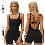 One Piece Fitness Wear Supplier - U Neck Gym Sports Jumpsuit With Breast Pads