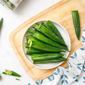 1KG Dried Fried Okra Crisp VF Vegetable Fruit  Low Temperature Dried Snack  Crisp Dehydrated  OEM/ODM