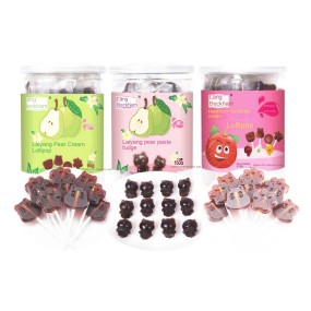 OEM Candy Stick Candy Jelly Drops Laiyang Pear Syrup  Hawthorn Lollipop  Factory Price Custom Mix Fruits Assorted Gift Packing