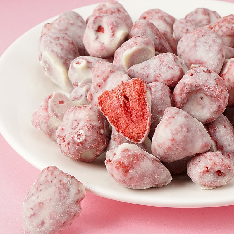 1kg FD Dried Strawberry Sweet Taste Chocolate Coated Freeze Dried  Whole Strawberries Crisp Dry Fruit Vegetable