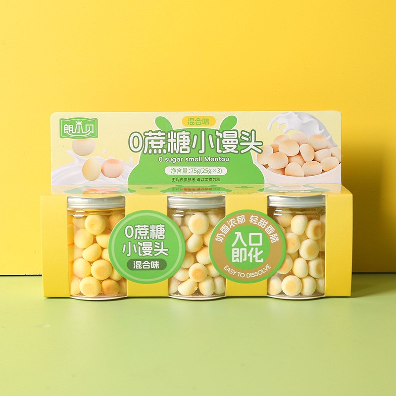 OEM Dissolved Bean 0 Sucrose Steamed Bread Children's Snacks Triple Box Dissolved Bean Healthy Snack Food