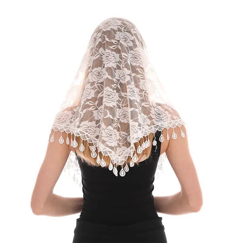 Mantilla Veil Manufacturer - OEM/ODM White Lace Church Shawl for Muslim Women