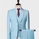 Men's Suit Manufacturer - OEM Custom Light Blue Velvet Embroidery Tuxedo Suit