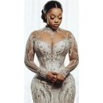 Plus Size Mermaid Wedding Dress Manufacturer - OEM High Collar Beaded Lace Gown