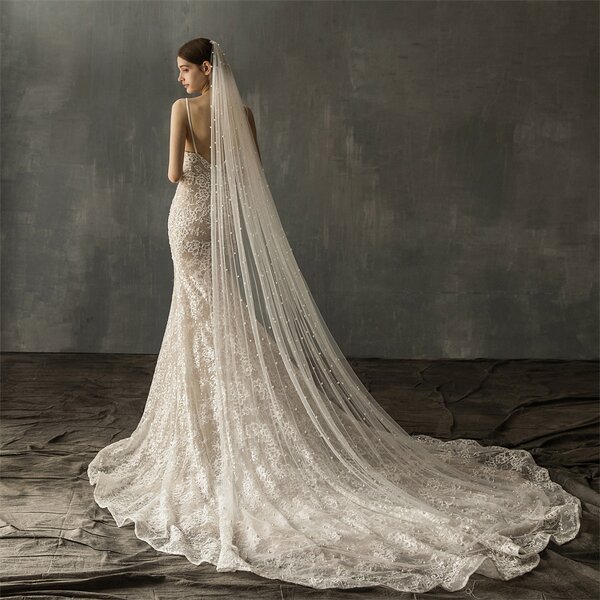Bridal Veil Manufacturer - OEM/ODM Korean Style Long Tail Lace Tulle Veil