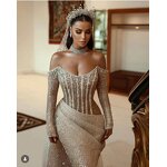 Evening Gown Manufacturer - OEM Custom Mermaid Empire Waist Beaded Gown