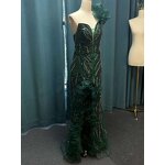 Evening Dress Manufacturer - OEM/ODM Green Bling One-Shoulder Floor-Length Gown