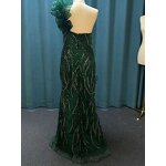 Evening Dress Manufacturer - OEM/ODM Green Bling One-Shoulder Floor-Length Gown