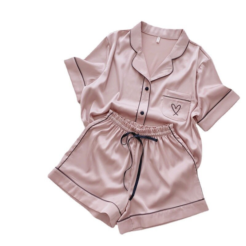 Women's Pajamas Set Manufacturer - OEM/ODM Ice Silk Printed Shorts Home Suit