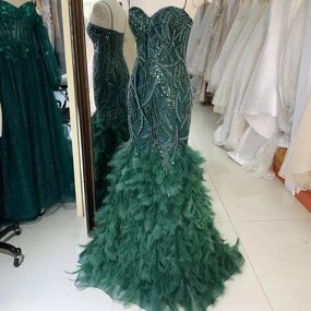 Evening Dress Manufacturer - OEM/ODM Sparkly Beading High Slit Mermaid Dress
