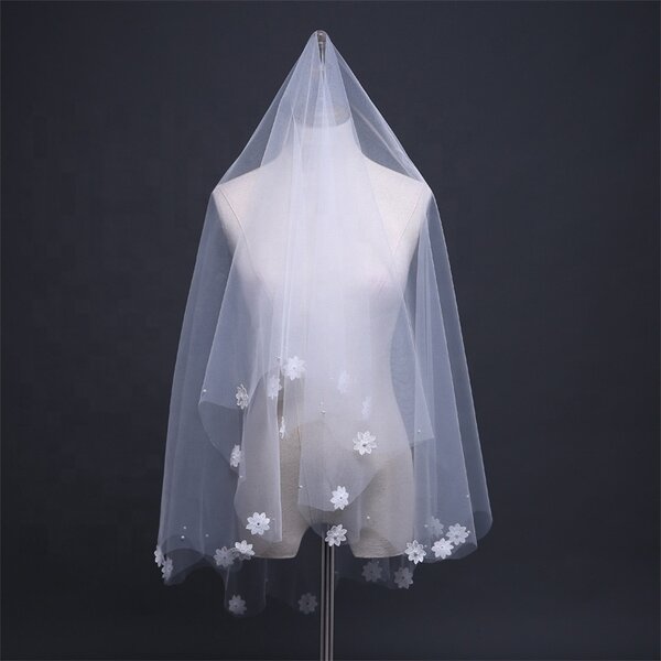 Bridal Veil Manufacturer - OEM/ODM Embroidery Lace Double Layer Hair Comb Veil