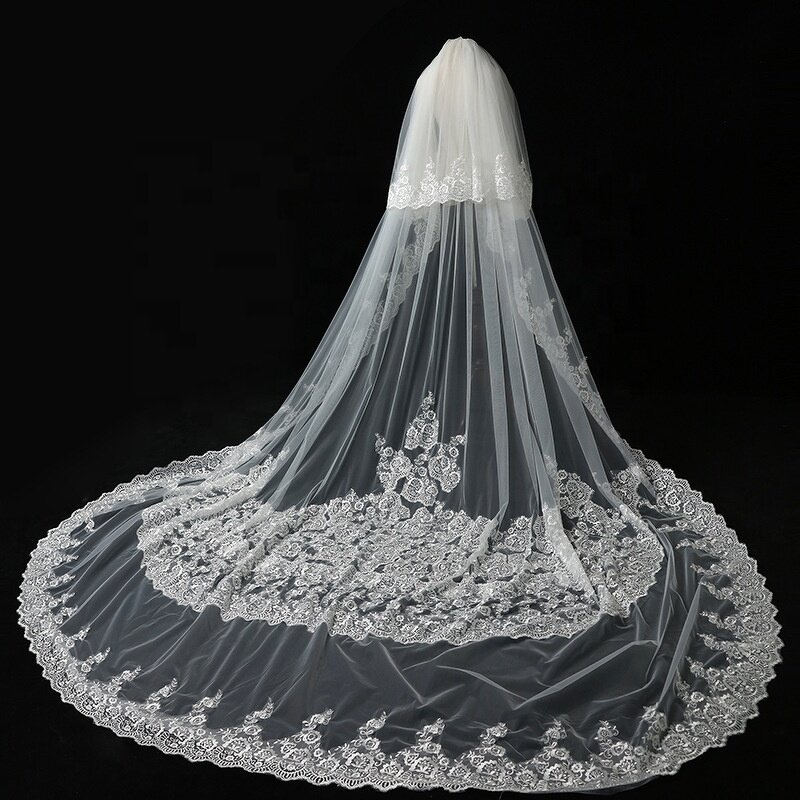 Bridal Veil Manufacturer - OEM/ODM Car Bone Lace Super Bright Long Tail Veil