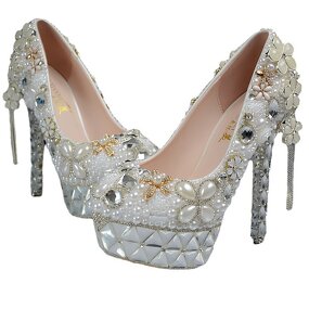 Wedding Shoes Manufacturer - OEM/ODM Open Toe High Thin Heel Diamond Crystal Sandals