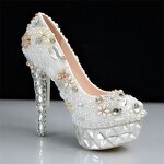 Wedding Shoes Manufacturer - OEM/ODM Open Toe High Thin Heel Diamond Crystal Sandals