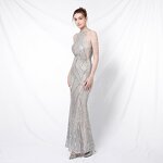 Evening Dress Manufacturer - OEM/ODM Luxury Silver Sequin Strapless Fishtail Gown