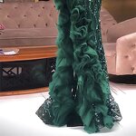 Evening Dress Manufacturer - OEM/ODM Green Bling One-Shoulder Floor-Length Gown