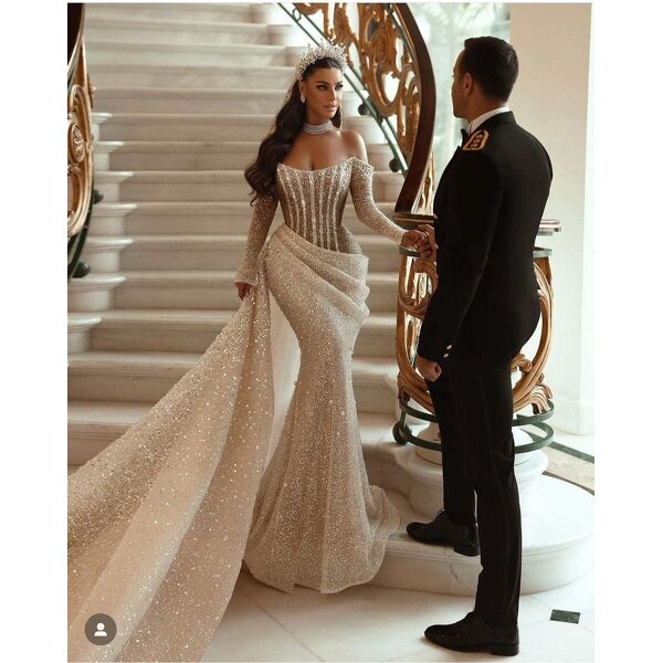 Evening Gown Manufacturer - OEM Custom Mermaid Empire Waist Beaded Gown