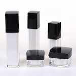 Acrylic Skincare Jar Supplier - Luxury Black Square Empty with Pump
