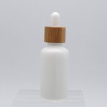 Glass Serum Bottle Factory - 30ml Bamboo Lid Frosted Custom Color