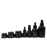 Glass Bottle Set Supplier - 15-125ml Slanted Shoulder Black Lotion