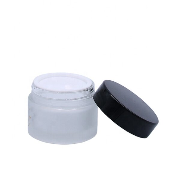 Glass Jar Supplier - Luxury Round White Frosted 50g with Screw Cap