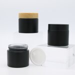 Glass Cream Jar Factory - 60g Matte Black with Bamboo Lid Eye Cream