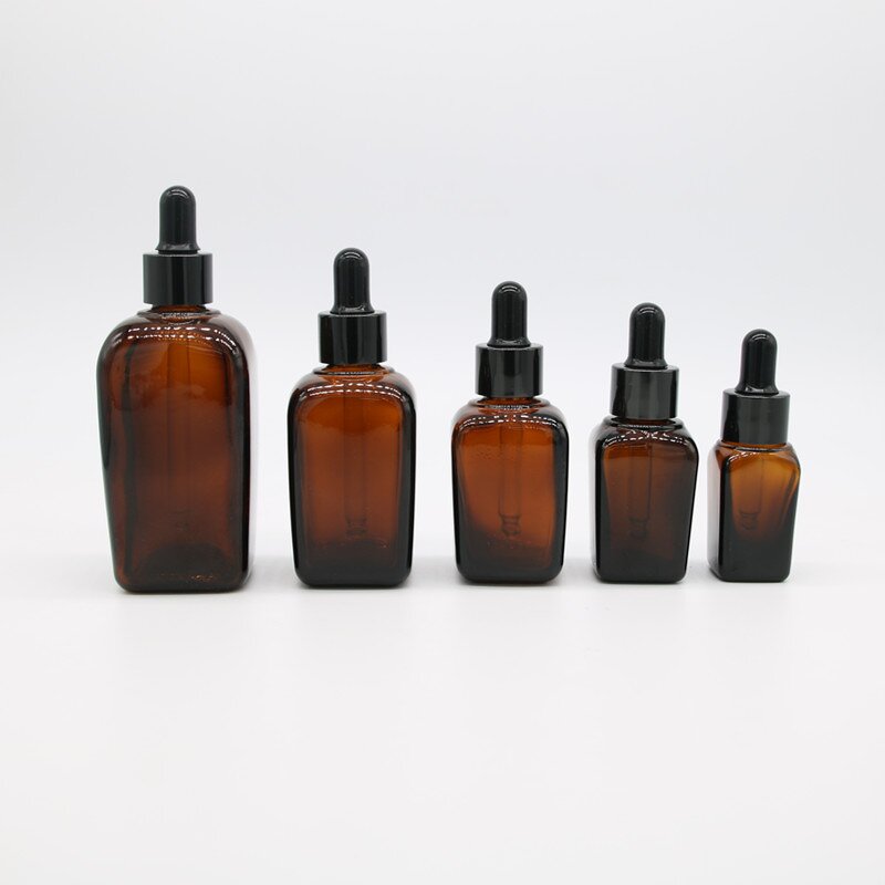 Glass Dropper Bottle Factory - 10-50ml Brown Square Dropper