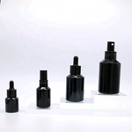 Glass Bottle Set Supplier - 15-125ml Slanted Shoulder Black Lotion
