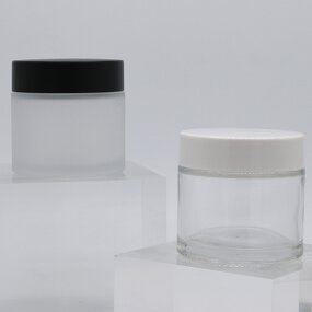 Glass Cream Jar Factory - 60g Clear with Plastic White Cap