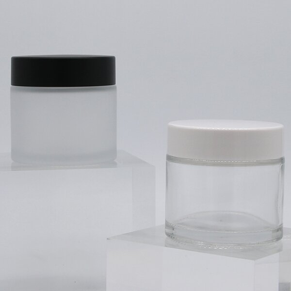 Glass Cream Jar Factory - 60g Clear with Plastic White Cap