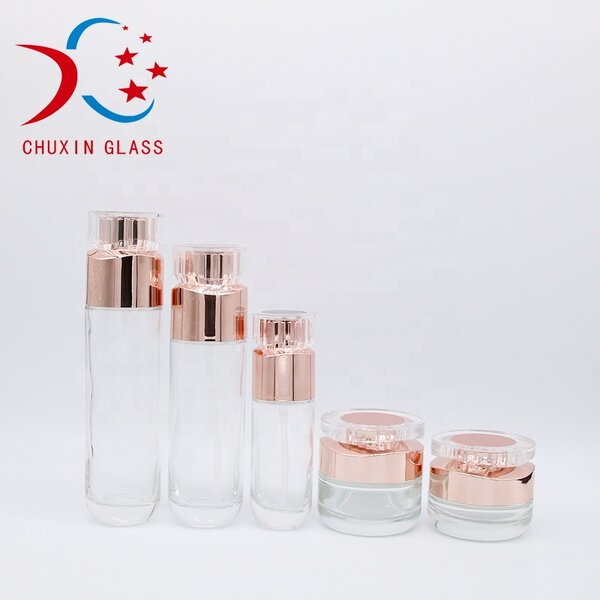 Glass Bottle Supplier - 30-120ml Rose Gold Spray Emulsion Essence