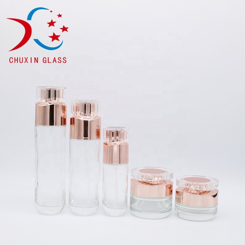 Glass Bottle Supplier - 30-120ml Rose Gold Spray Emulsion Essence