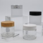 Glass Cream Jar Factory - 60g Clear with Plastic White Cap