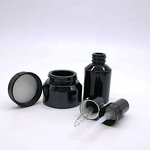 Glass Bottle Set Supplier - 15-125ml Slanted Shoulder Black Lotion