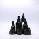 Glass Bottle Set Supplier - 15-125ml Slanted Shoulder Black Lotion