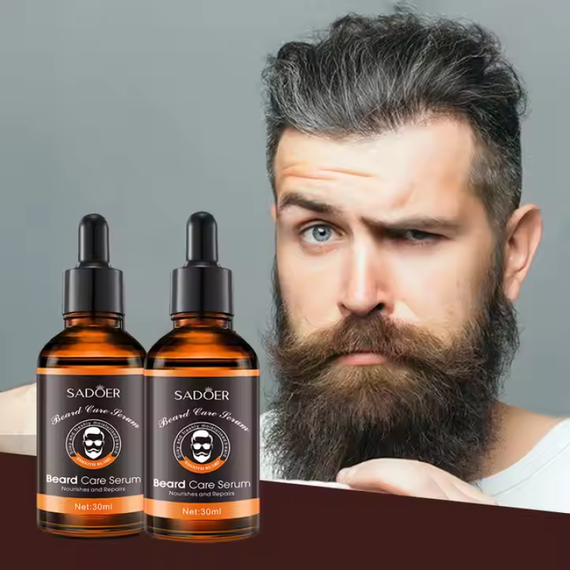 Best Selling 30ml SADOER Nutrients Deep Absorption Beard Growth Essential Oil 100% Pure Moroccan Argan Oil Men Beard Care Serum