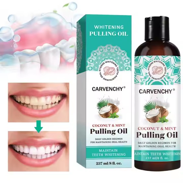 Mouthwash Fresh Breath Teeth Whitening Gum Coconut Oil Pulling Natural Peppermint Essential Oil Vitamin E Health Oral Care