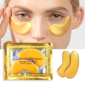 Factory Price Private Label 24K Moisturizer Crystal Collagen Gold Powder Eye Mask Eye Wrinkle Patches Under Eye Gel Pads