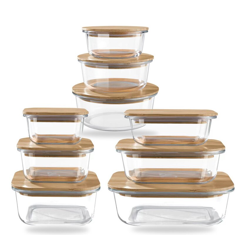Glass Food Storage Container Manufacturer - Microwavable with Bamboo Airtight Lid