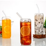 Glass Drink Cup Supplier - Hot Sale 16oz Reusable Can Shaped with Lid