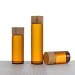 Glass Vial Bottle Factory - Wholesale Mini Amber with Bamboo Lid Screw Cap