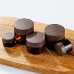 Glass Cosmetic Cream Jars Supplier - Wholesale Amber with Wood Grain Lid