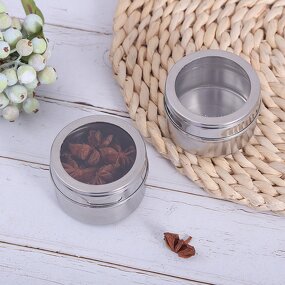 Stainless Steel Spice Jar Supplier - Wholesale Magnetic Round Kitchen Metal