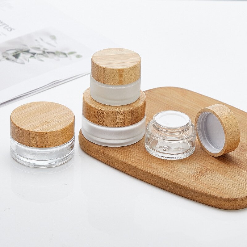 Glass Cosmetic Cream Jar Factory - Wholesale Luxury Clear with Bamboo Lid